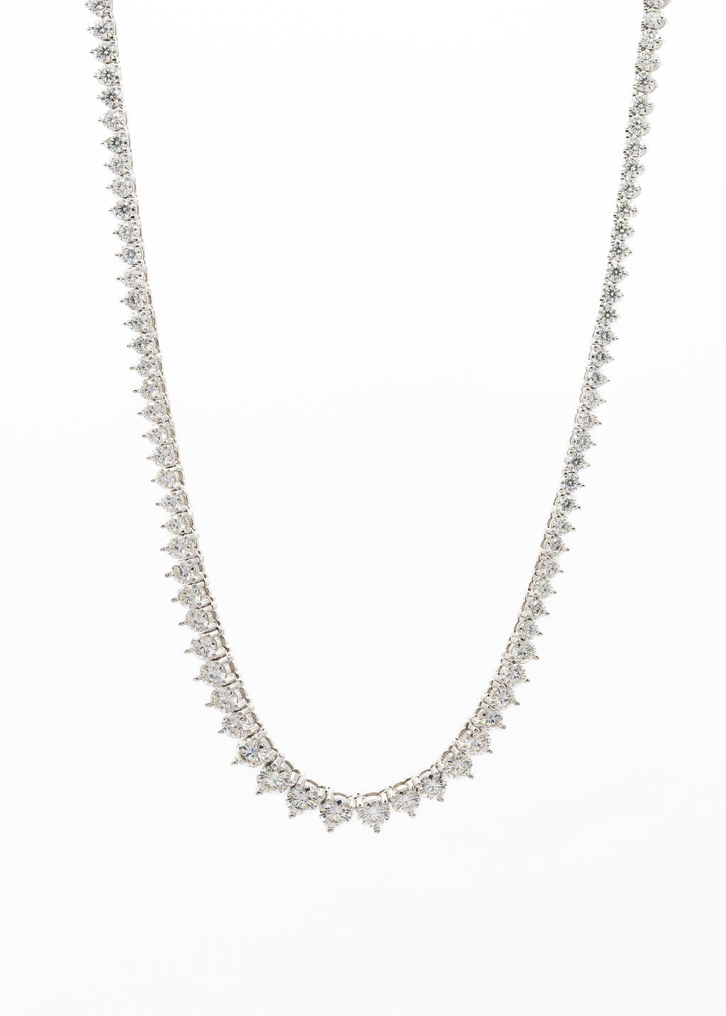 Sterling Silver Lab Diamond Graduated Tennis Necklace