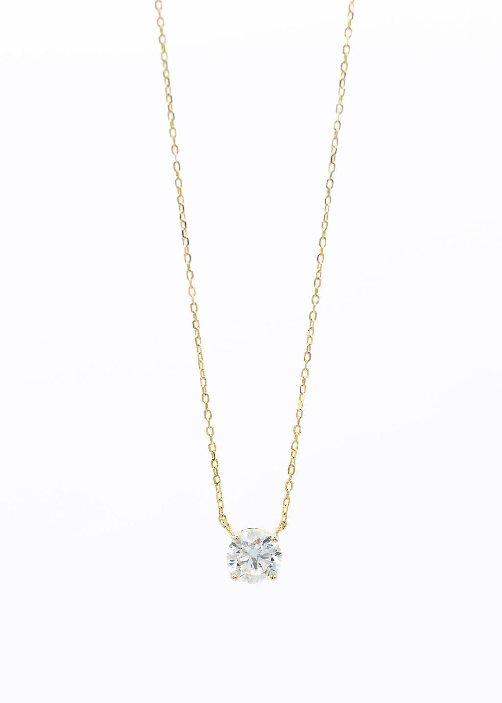 14KT Gold Floating Round Lab Diamond Necklace