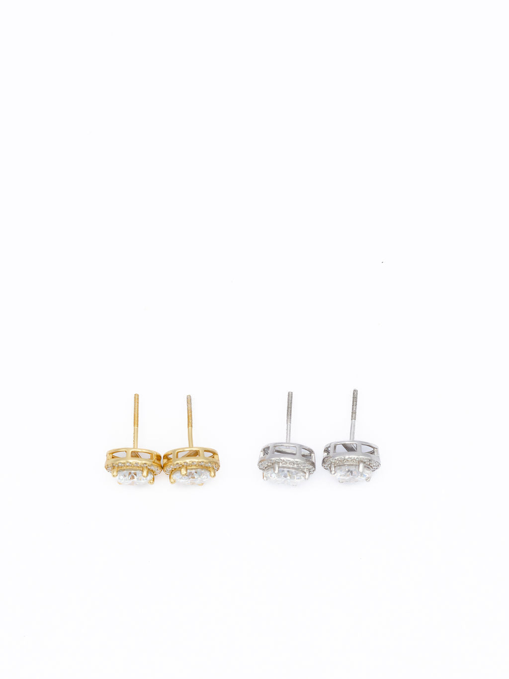 Halo Round Lab Diamond Sterling Silver Stud Earrings