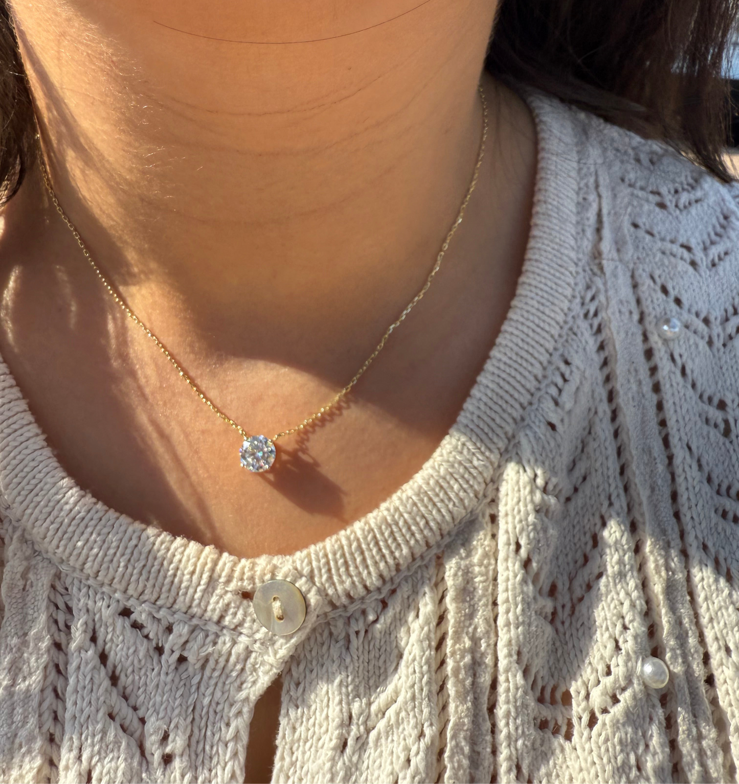 Sterling Silver 3CTTW Lab Diamond Floating Necklace