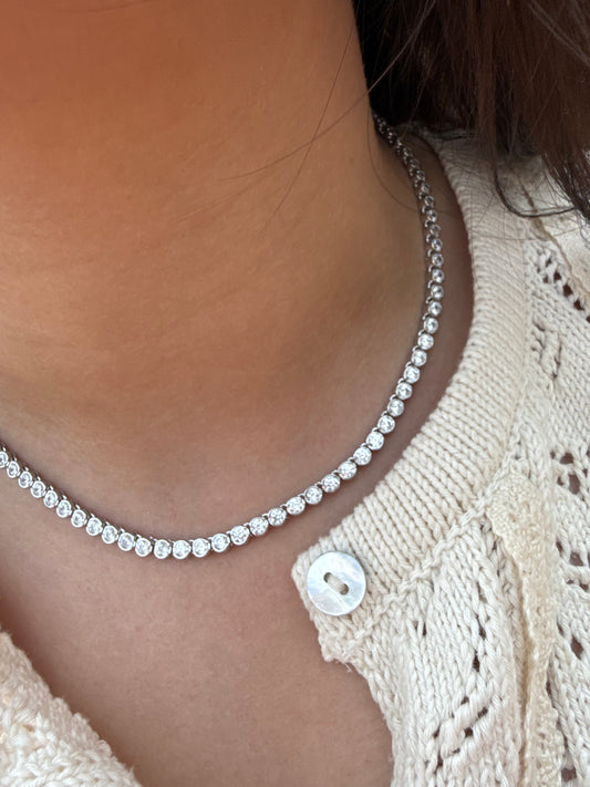 Luxe Bezel Tennis Necklace