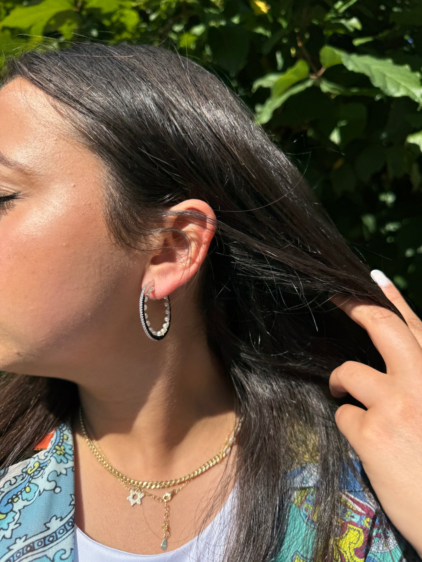 Pearl X CZ Hoop