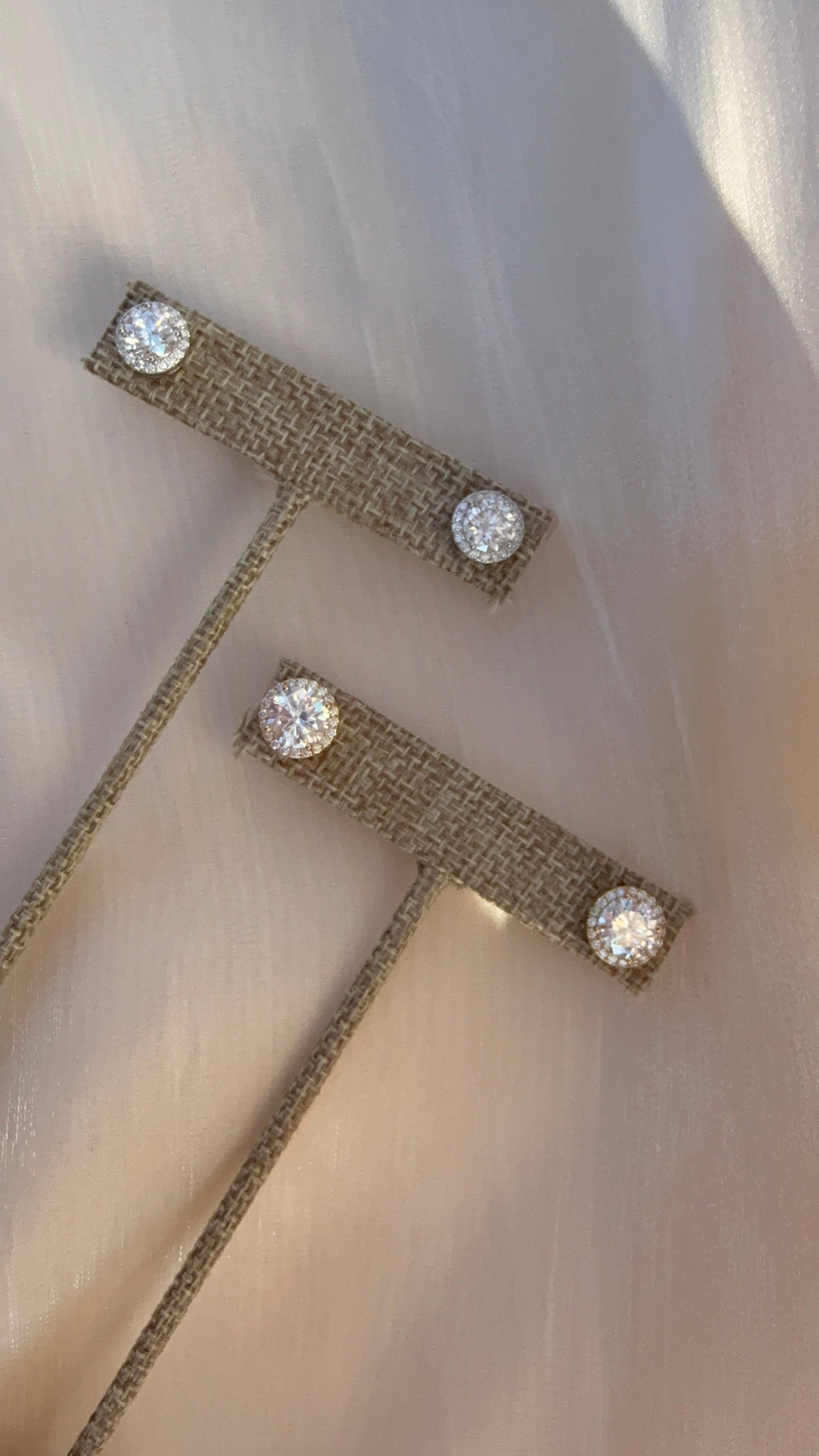 Halo Round Lab Diamond Sterling Silver Stud Earrings