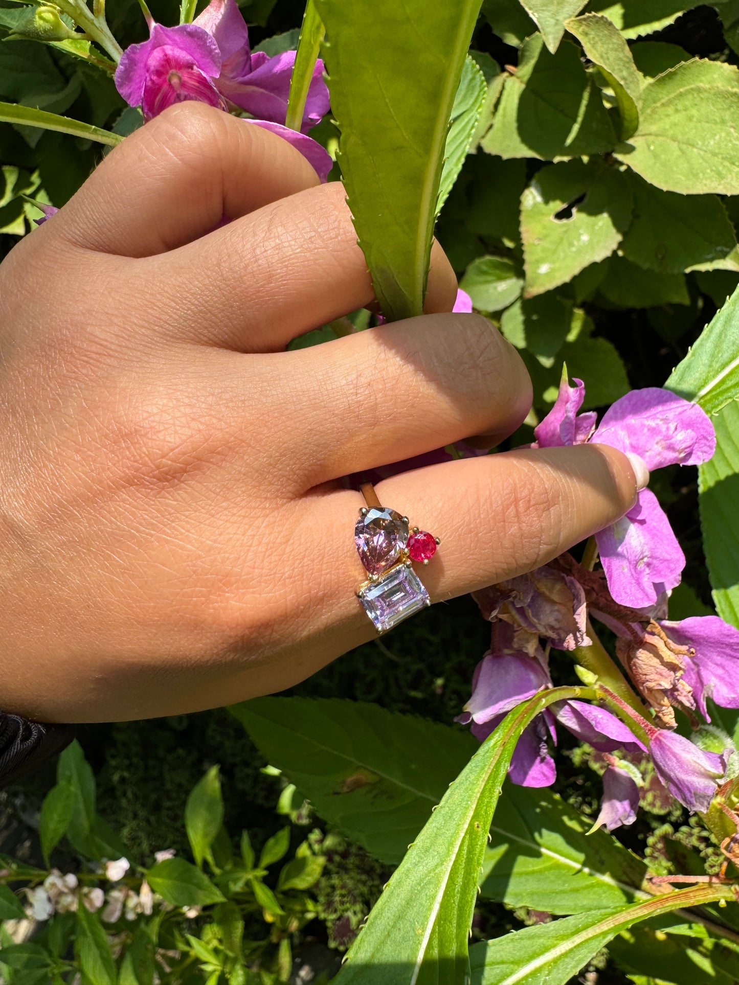 Pinks & purple Stoned Ring
