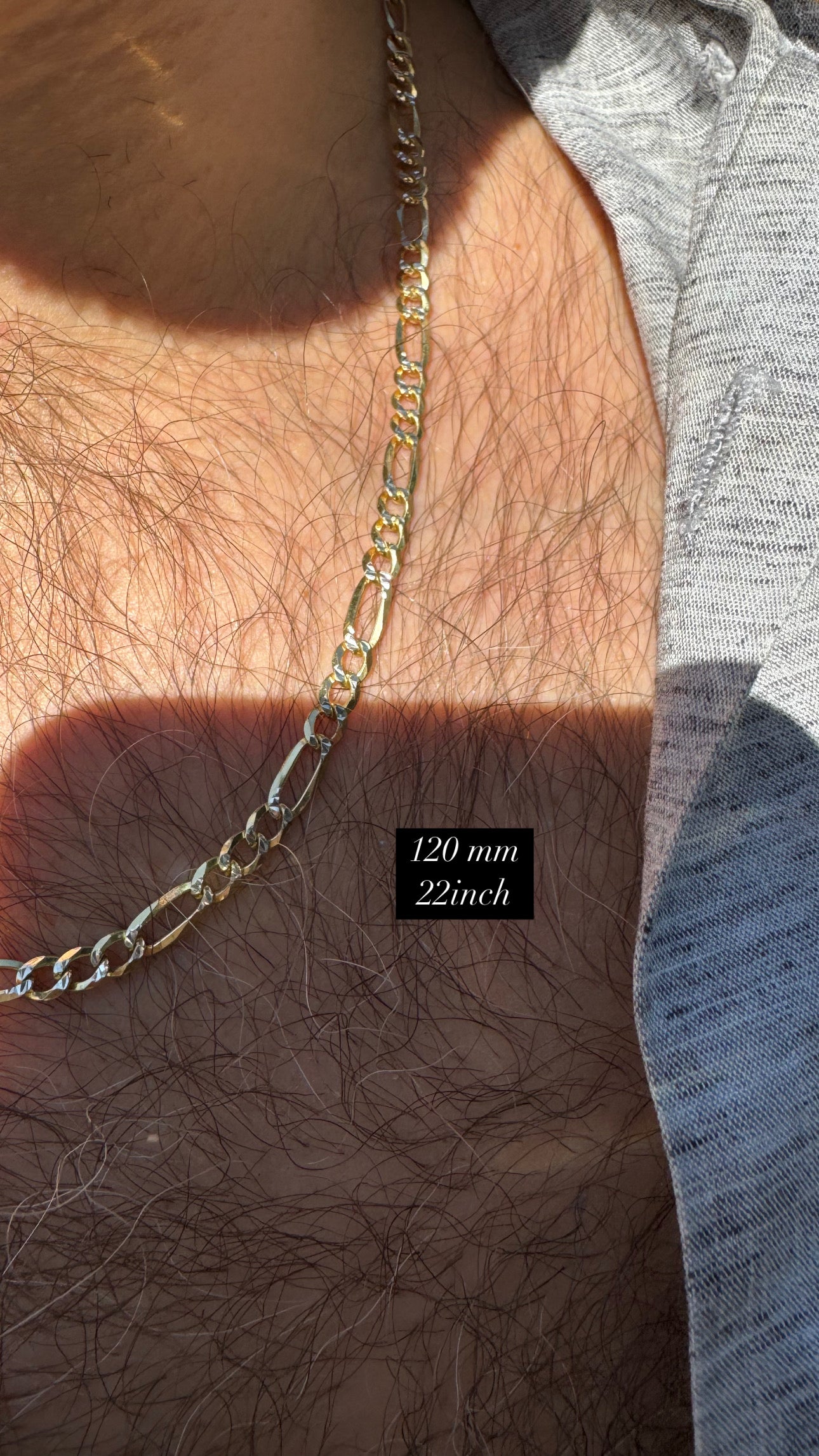 Silver Etched Gold Men’s Necklace