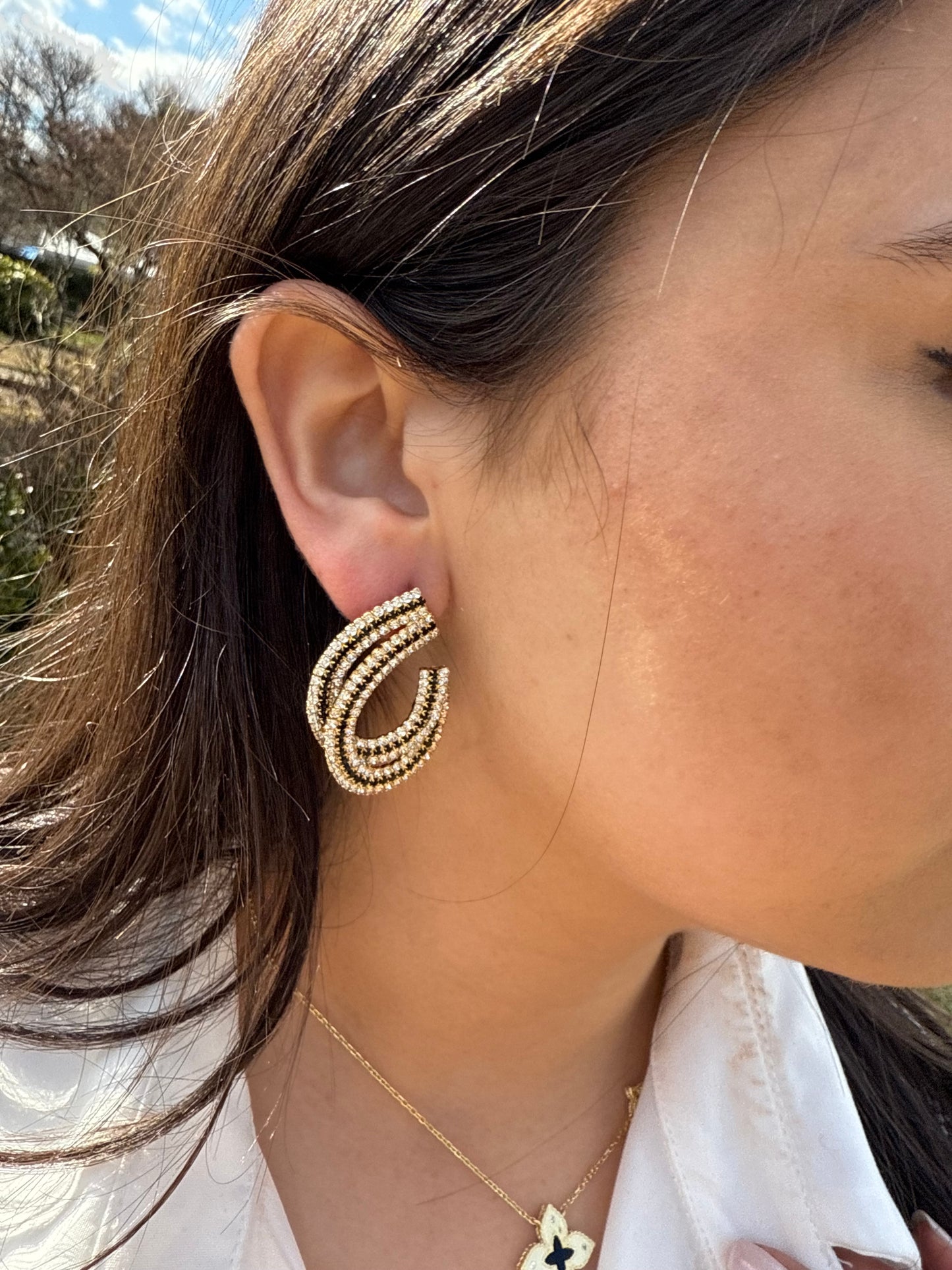 Gold X Black Earrings