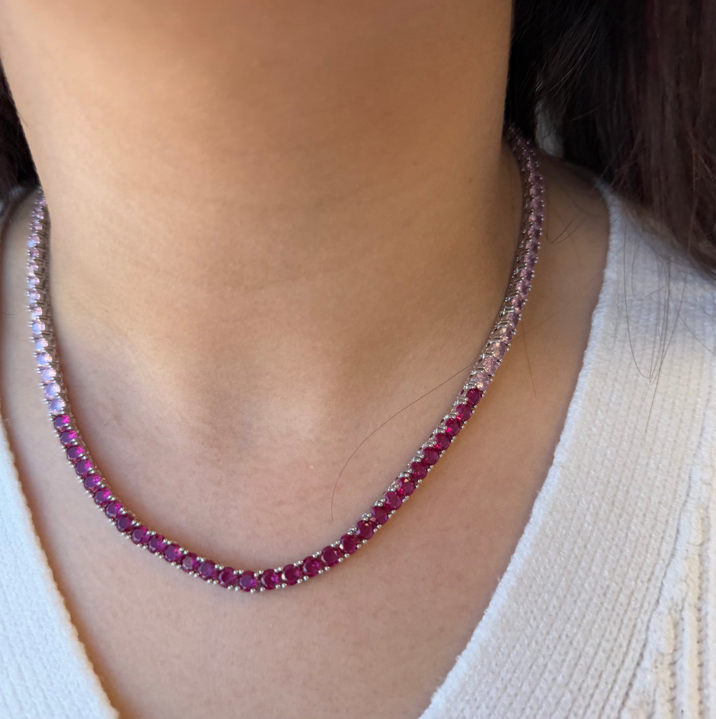 Ruby x Pink Tennis Necklace