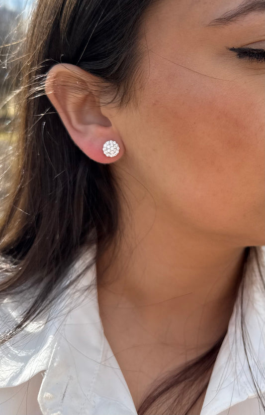 Pave Floral Earrings