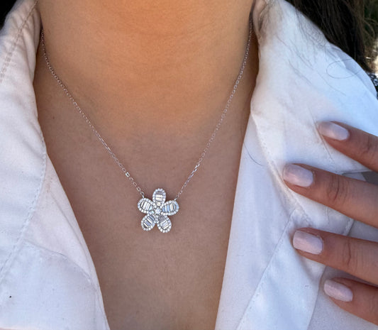 Emerald Cut Flower Necklace