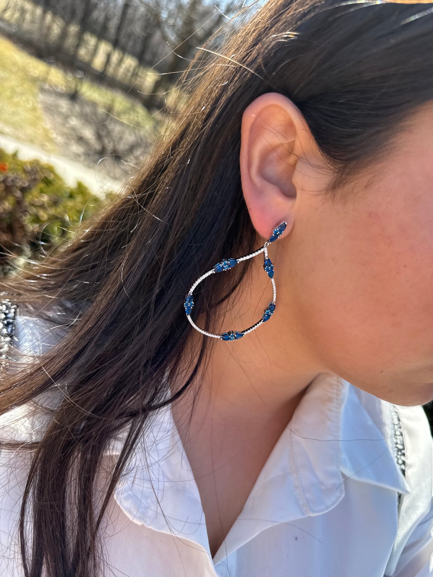 Blue sapphire Open Earrings