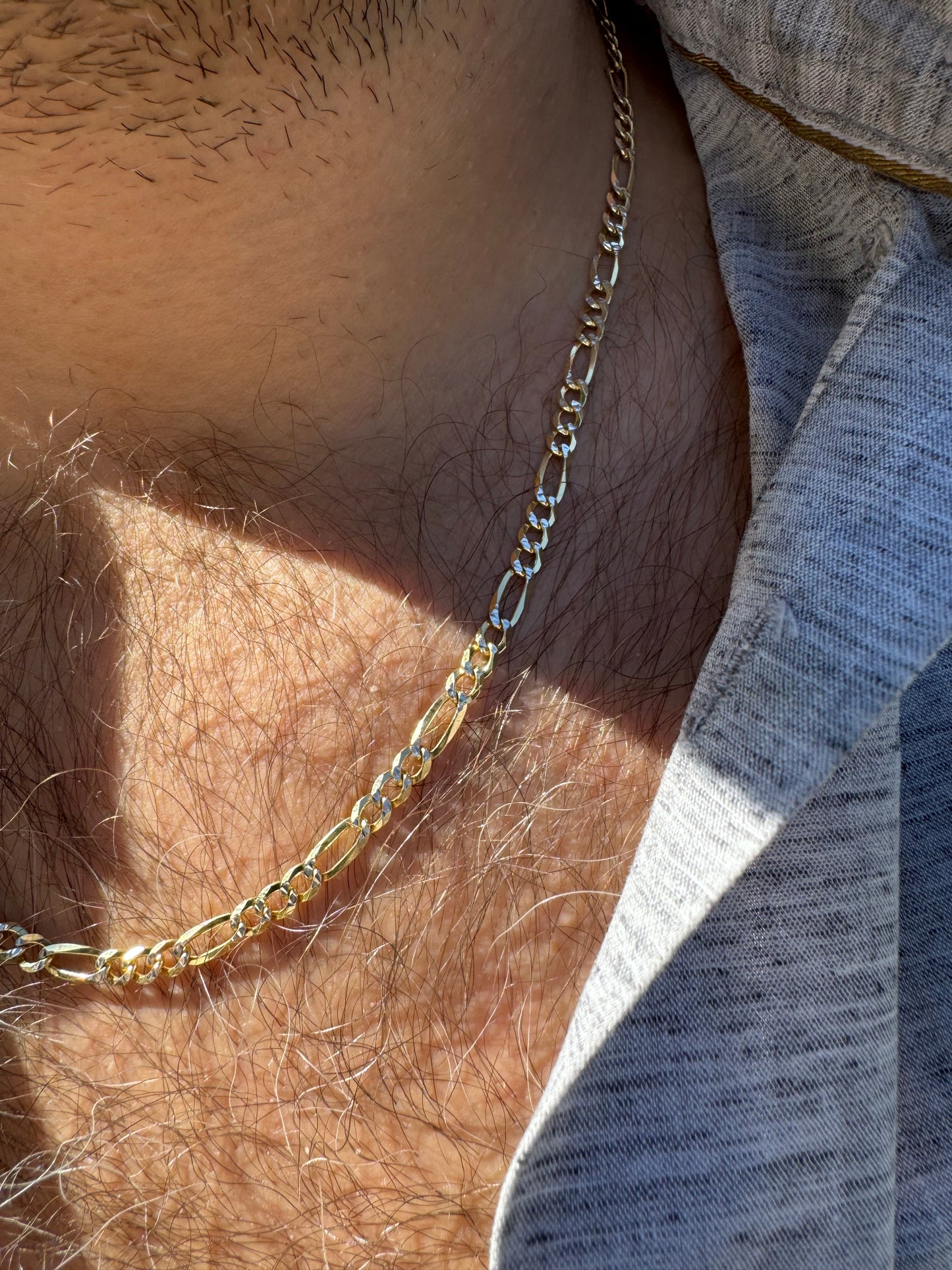 Silver Etched Gold Men’s Necklace