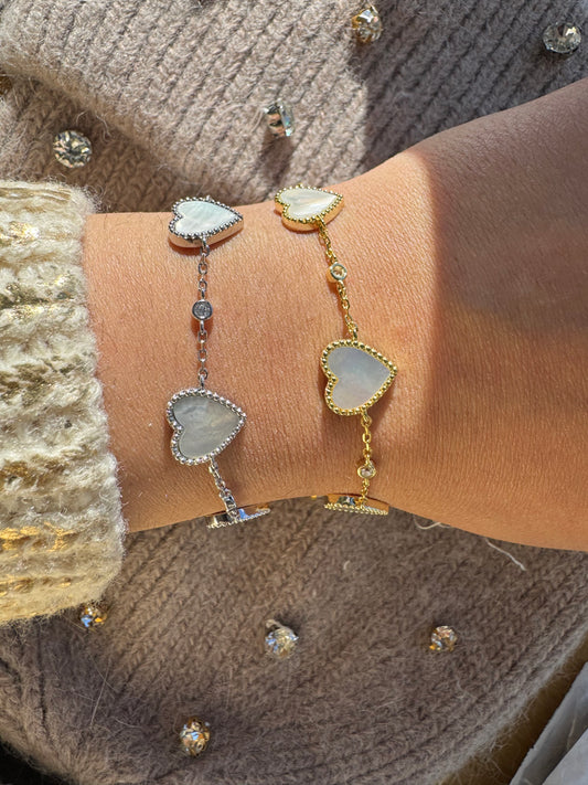 Pearlie Bezel Heart Bracelet