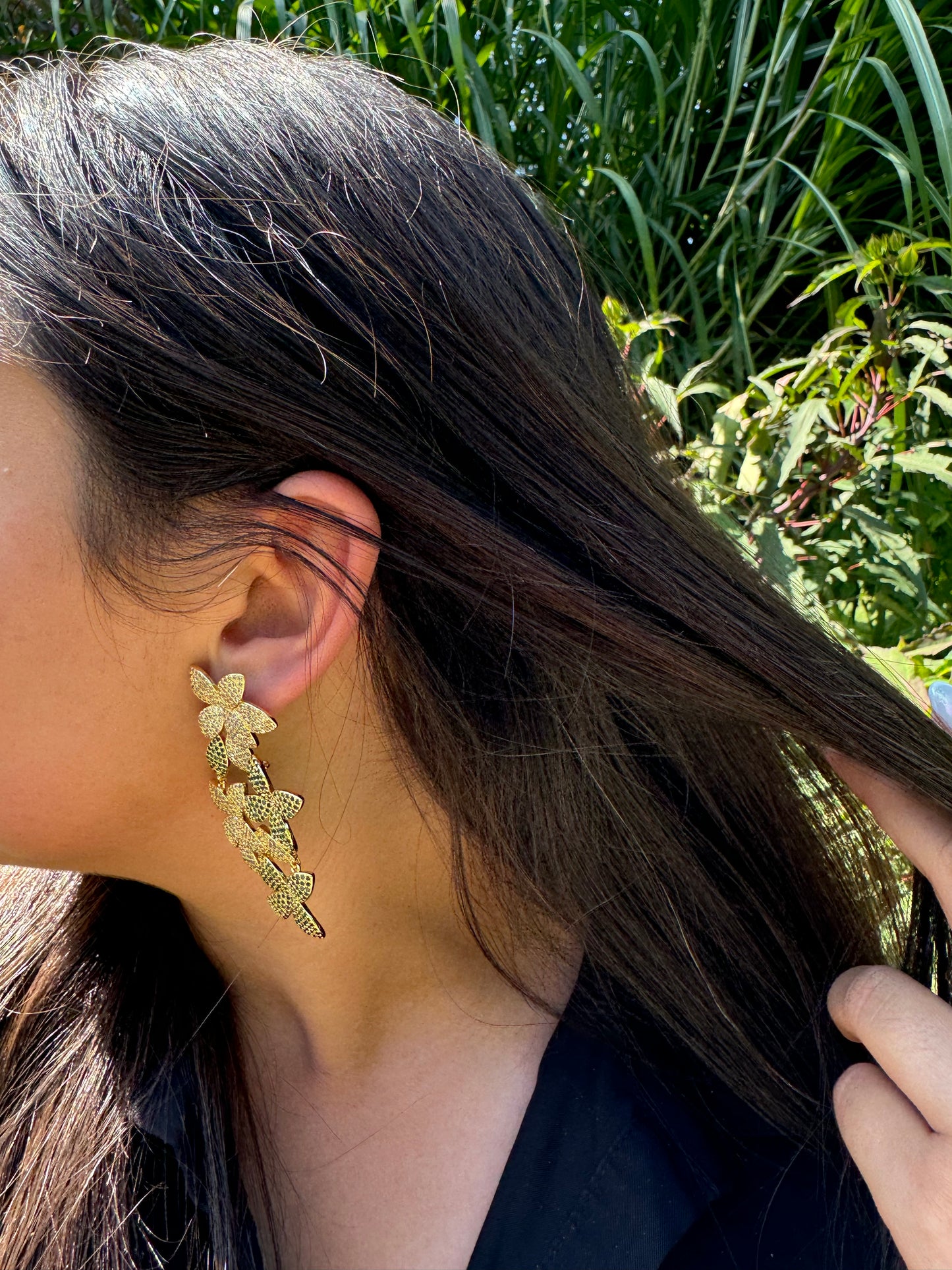 Floral Green CZ Earrings