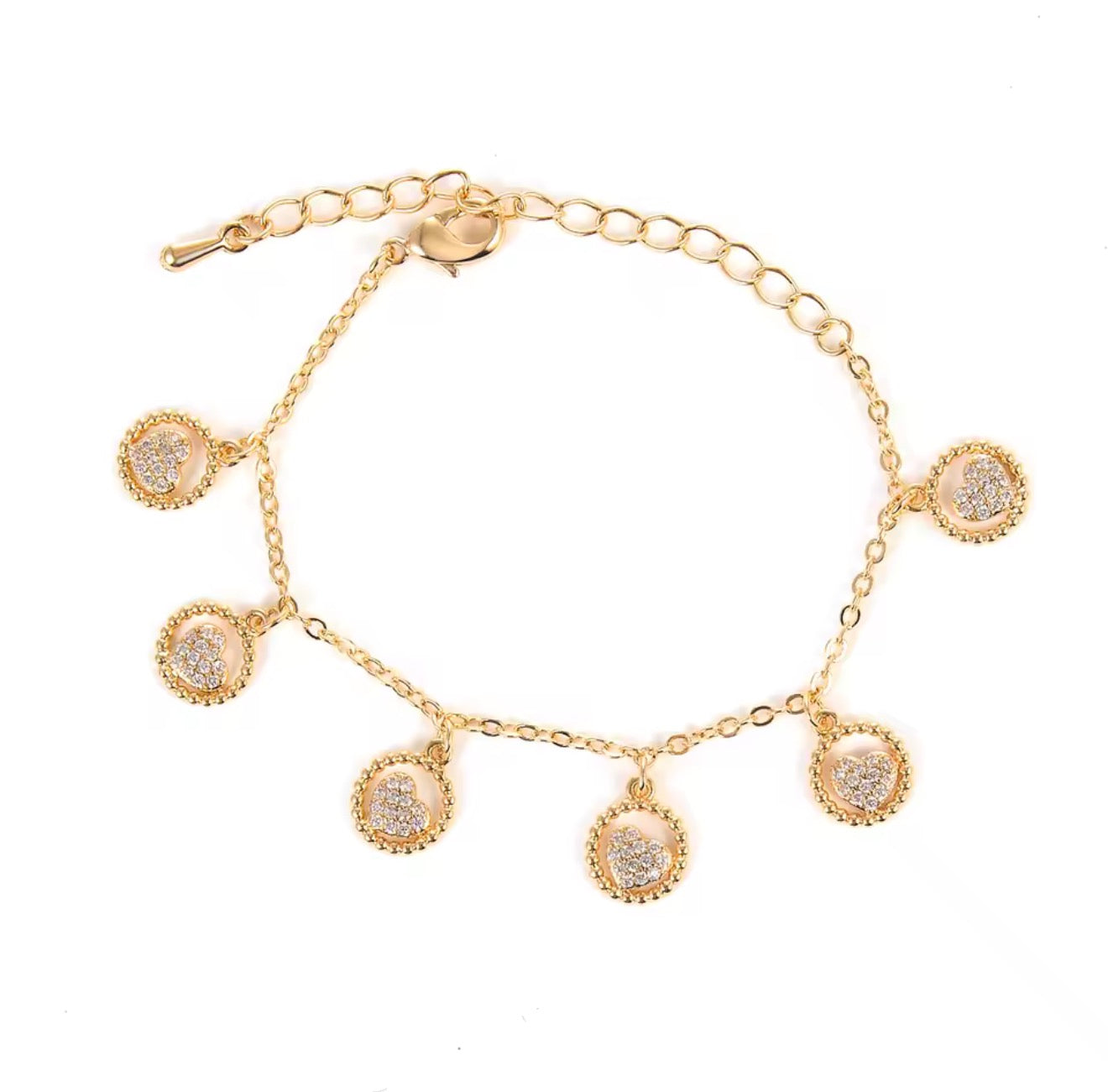 Heart Disc Charm Bracelet