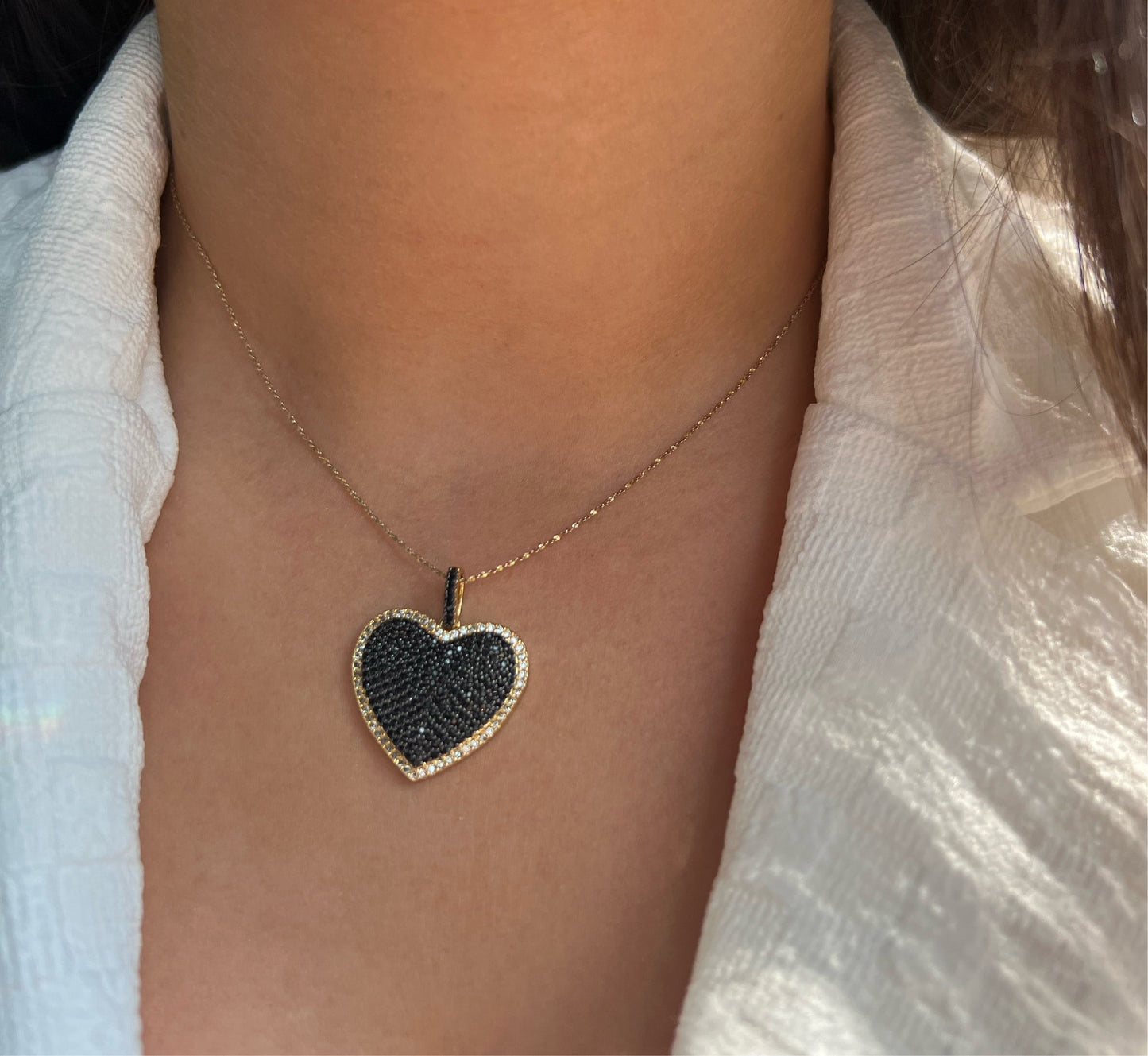 Color Pave x CZ Heart Necklace