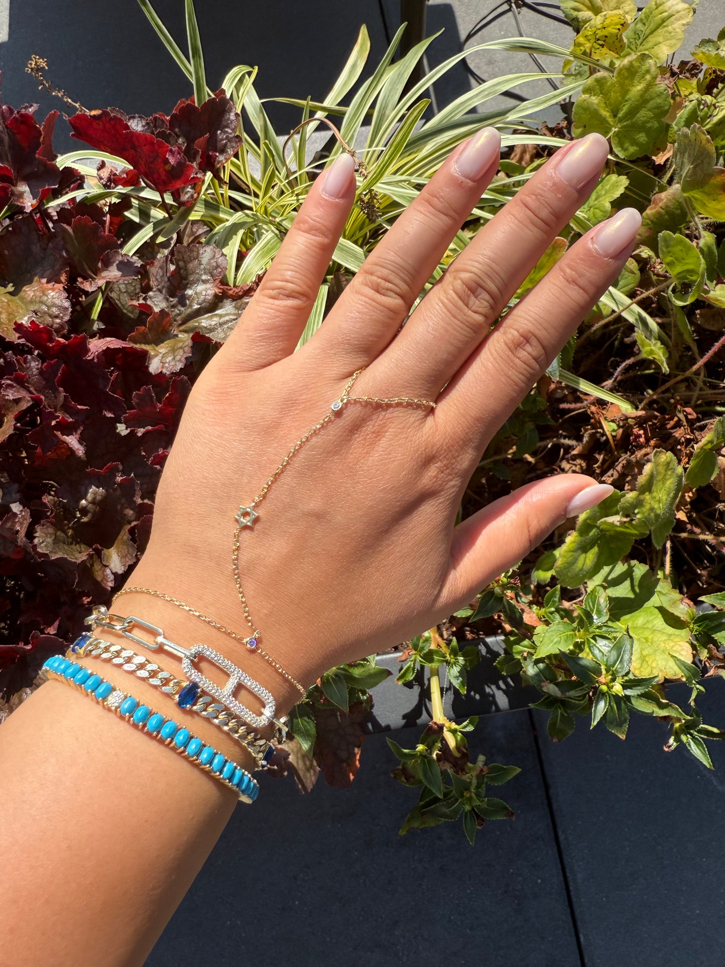 Magen David Bezel Bracelet Chain Ring