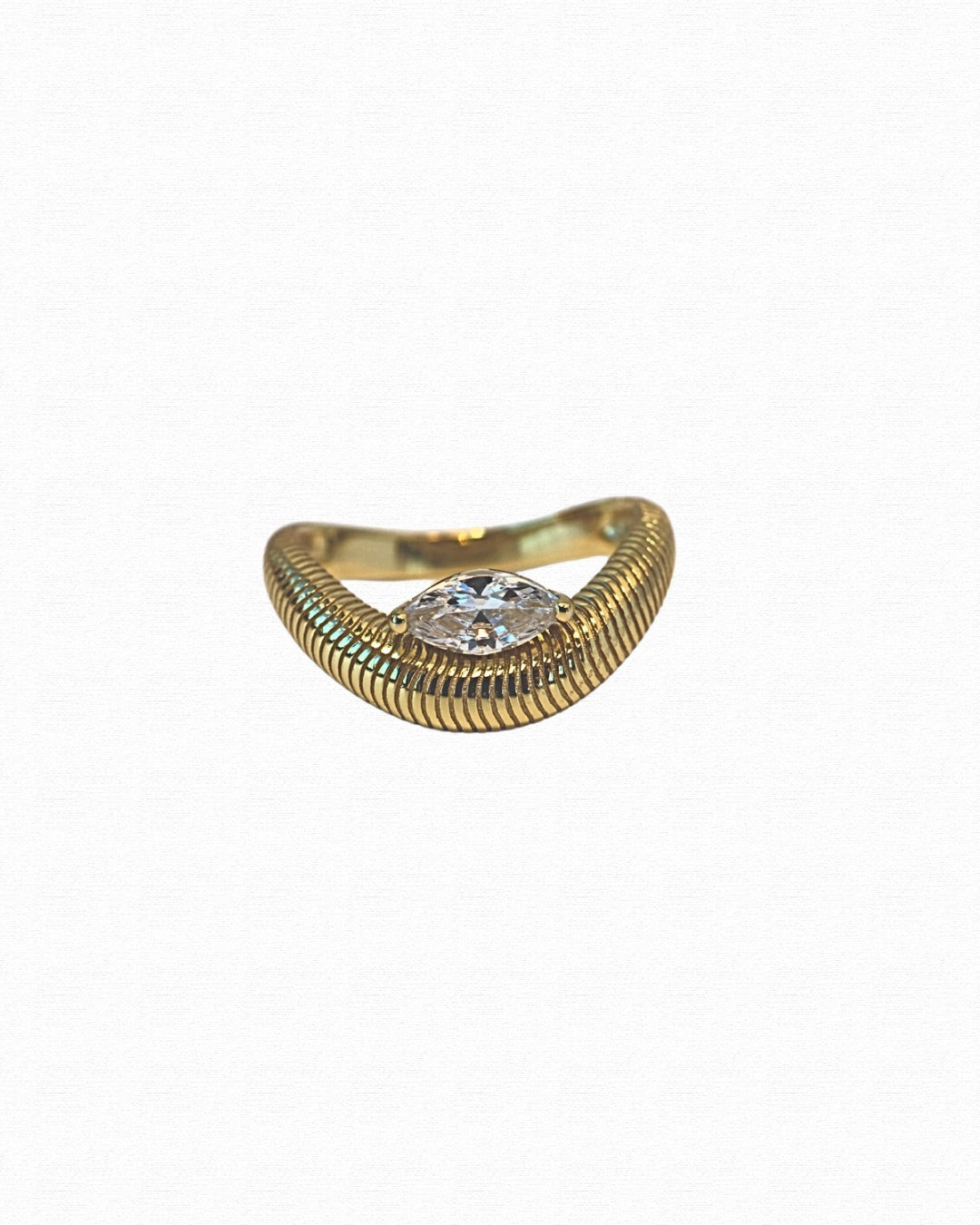 Wavy Ribbed Pear Ring