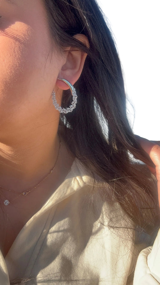 Crystal Shaped Loop Earrings