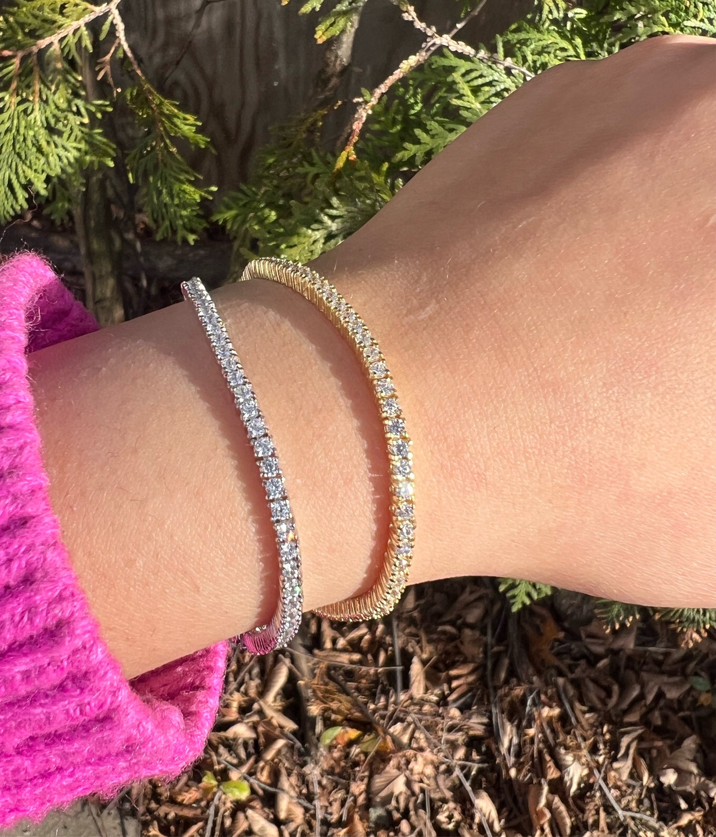 Sterling Silver Round Classic Tennis Bracelets