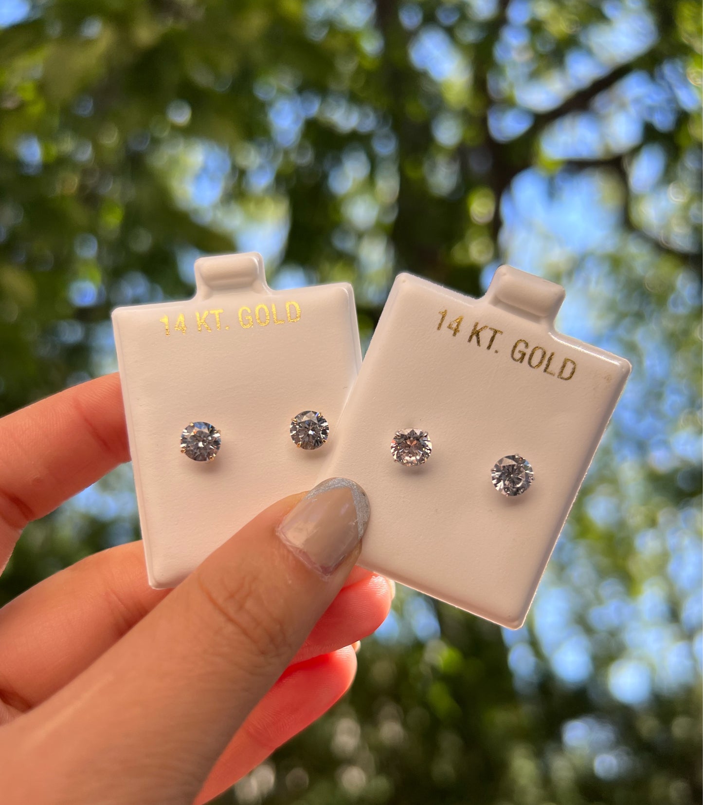 14KT Gold Classic CZ Stud Earrings