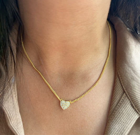 Heart Cuban Bling Necklace