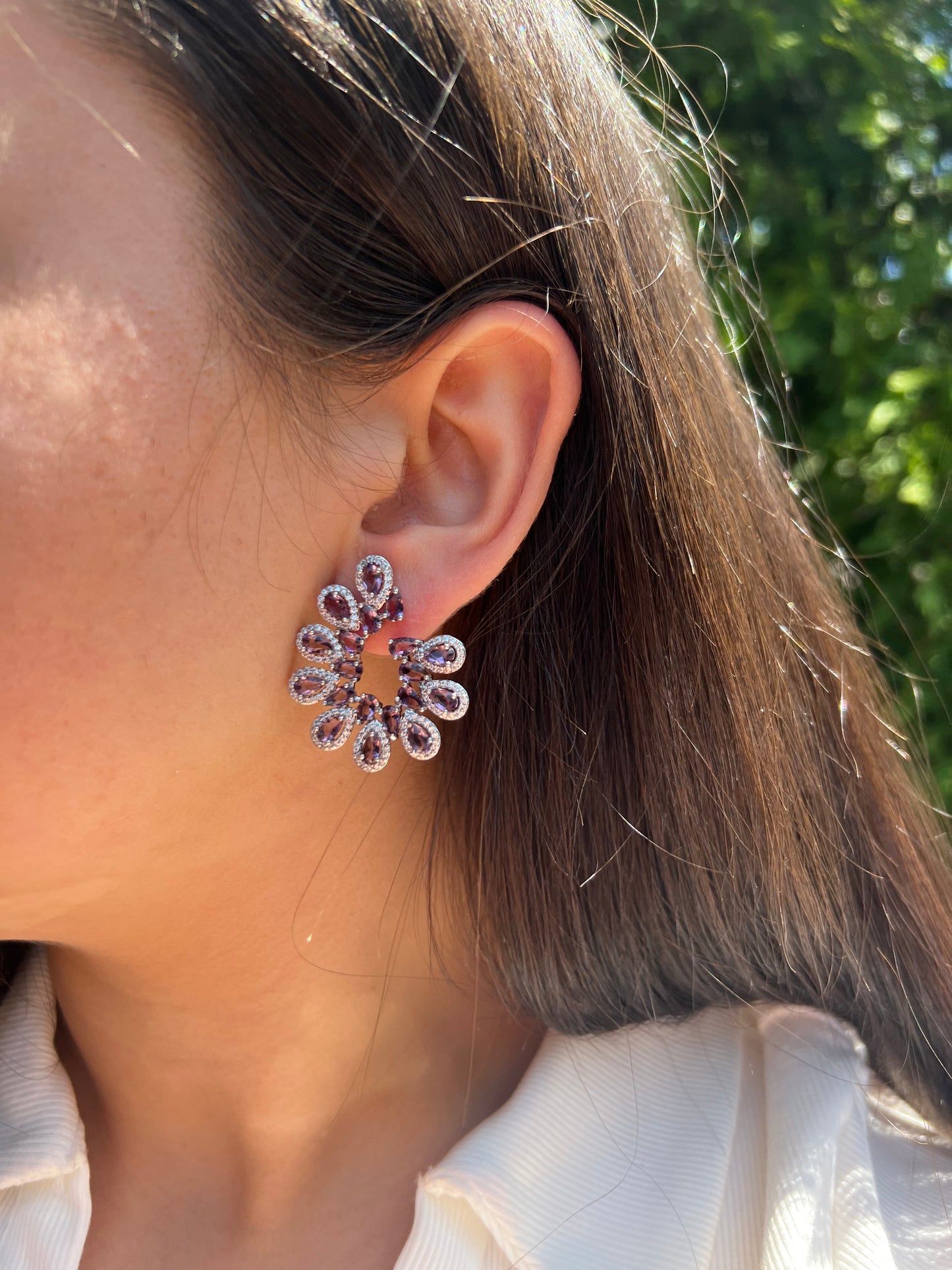 Purple X Silver Earrings