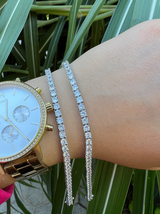 Sterling Silver Round Classic Tennis Bracelets