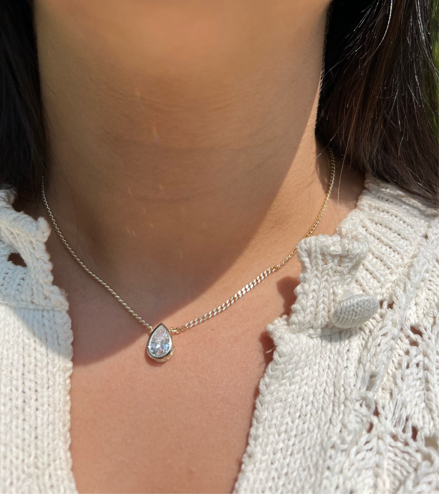Teardrop Stone Colored Necklace