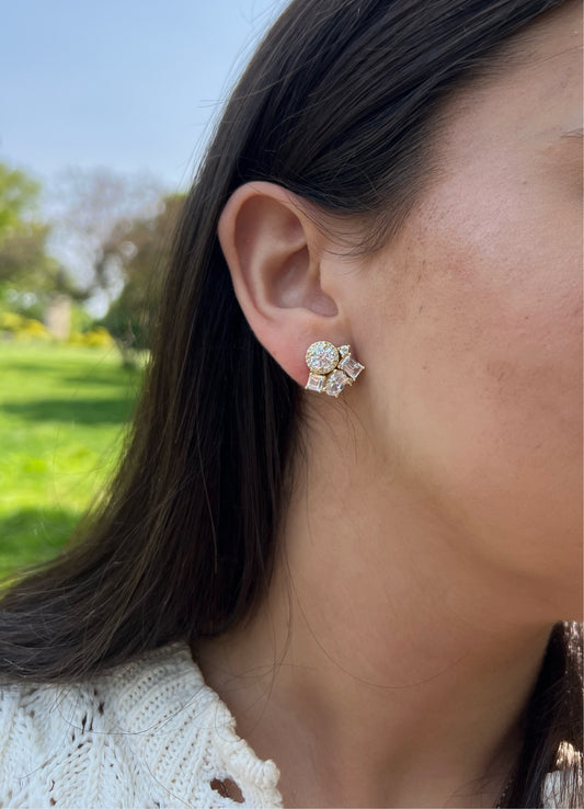 Cluster stone stud Earrings