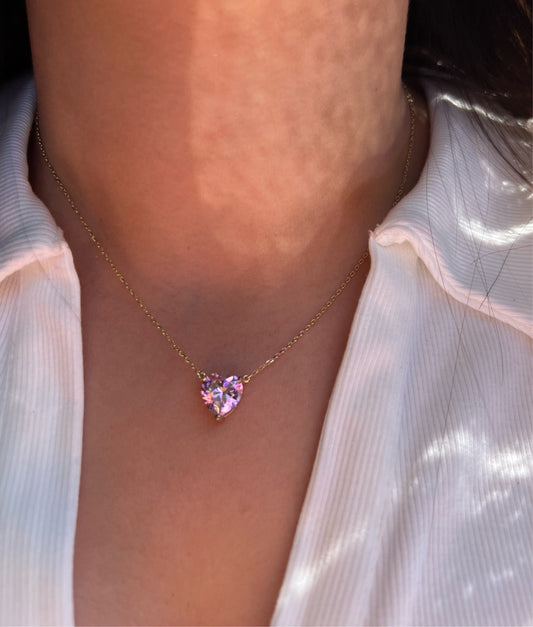 Pink Sapphire Heart Necklace