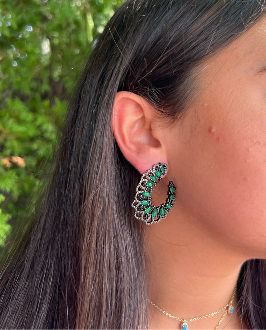 Black X Green Earrings