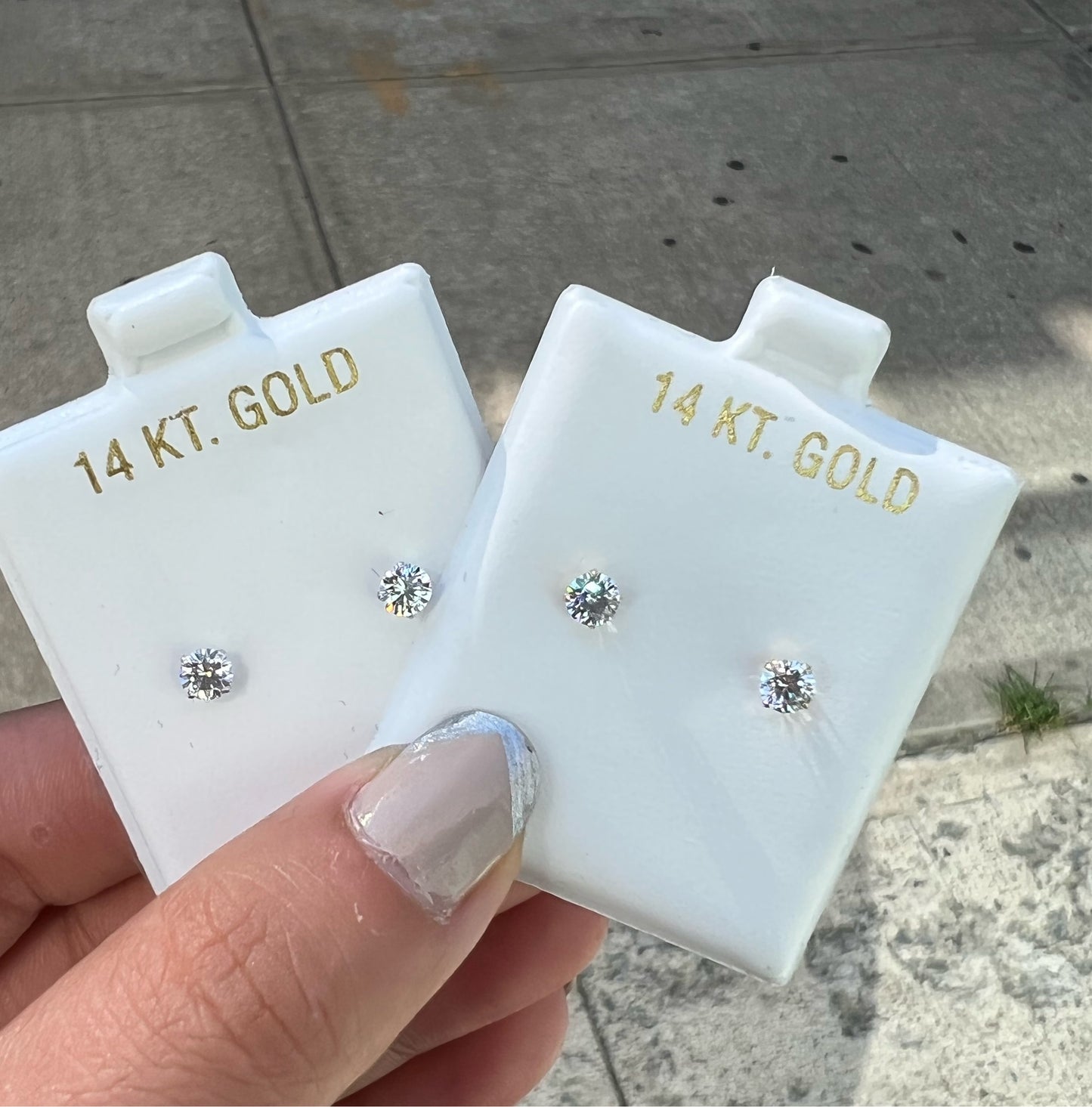 14KT Gold Classic CZ Stud Earrings