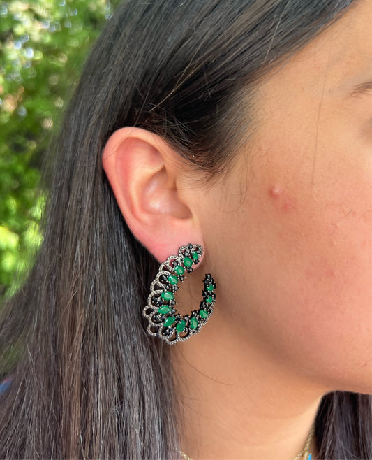Black X Green Earrings