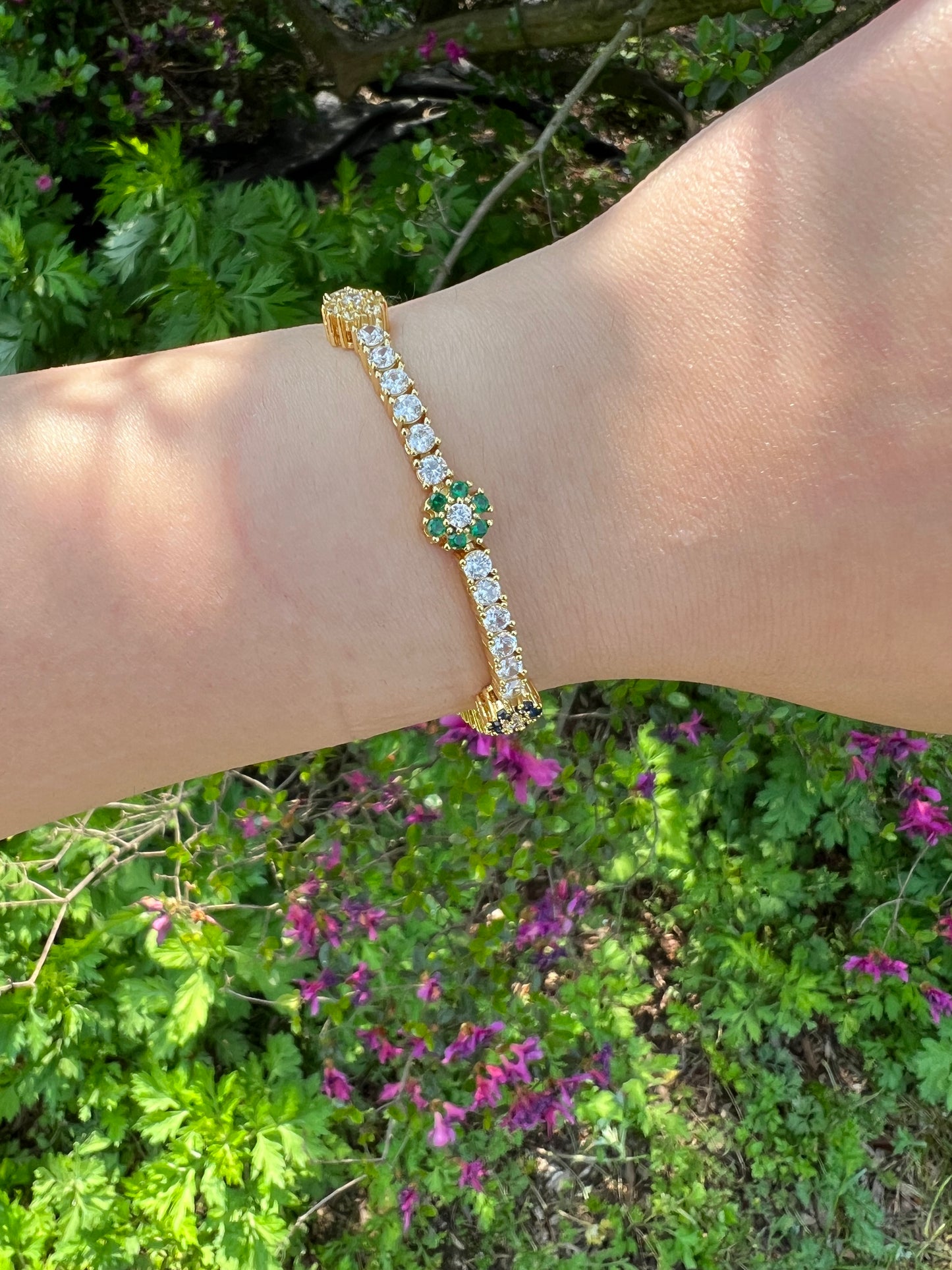 Multi color Tennis Floral Bracelet