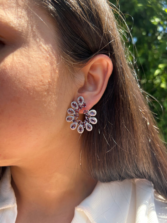 Purple X Silver Earrings