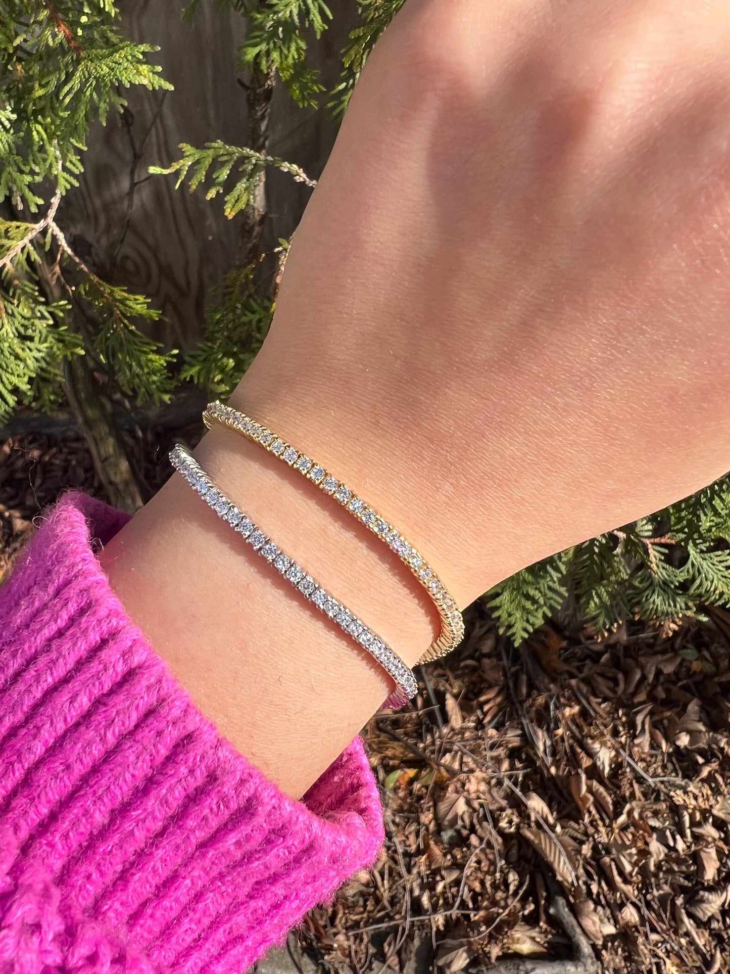 Sterling Silver Round Classic Tennis Bracelets