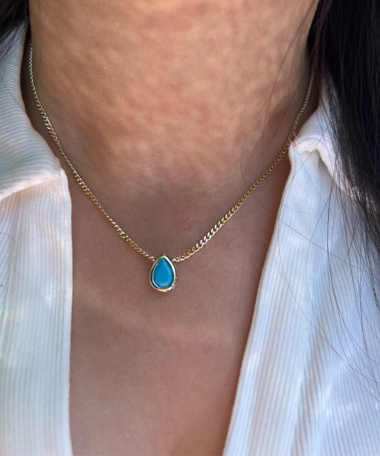 Teardrop Stone Colored Necklace