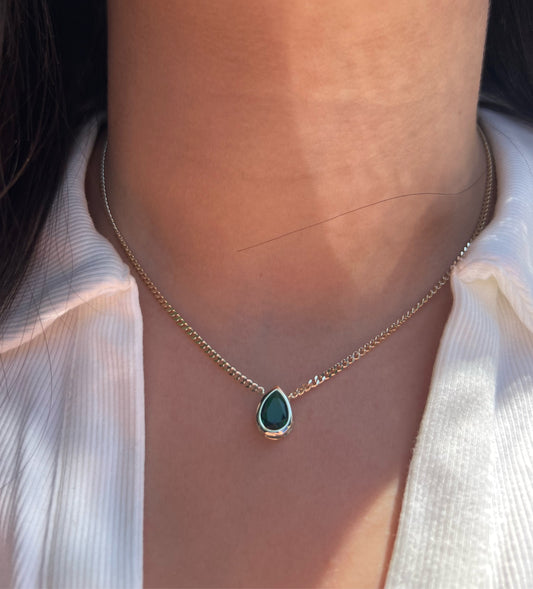 Teardrop Stone Colored Necklace