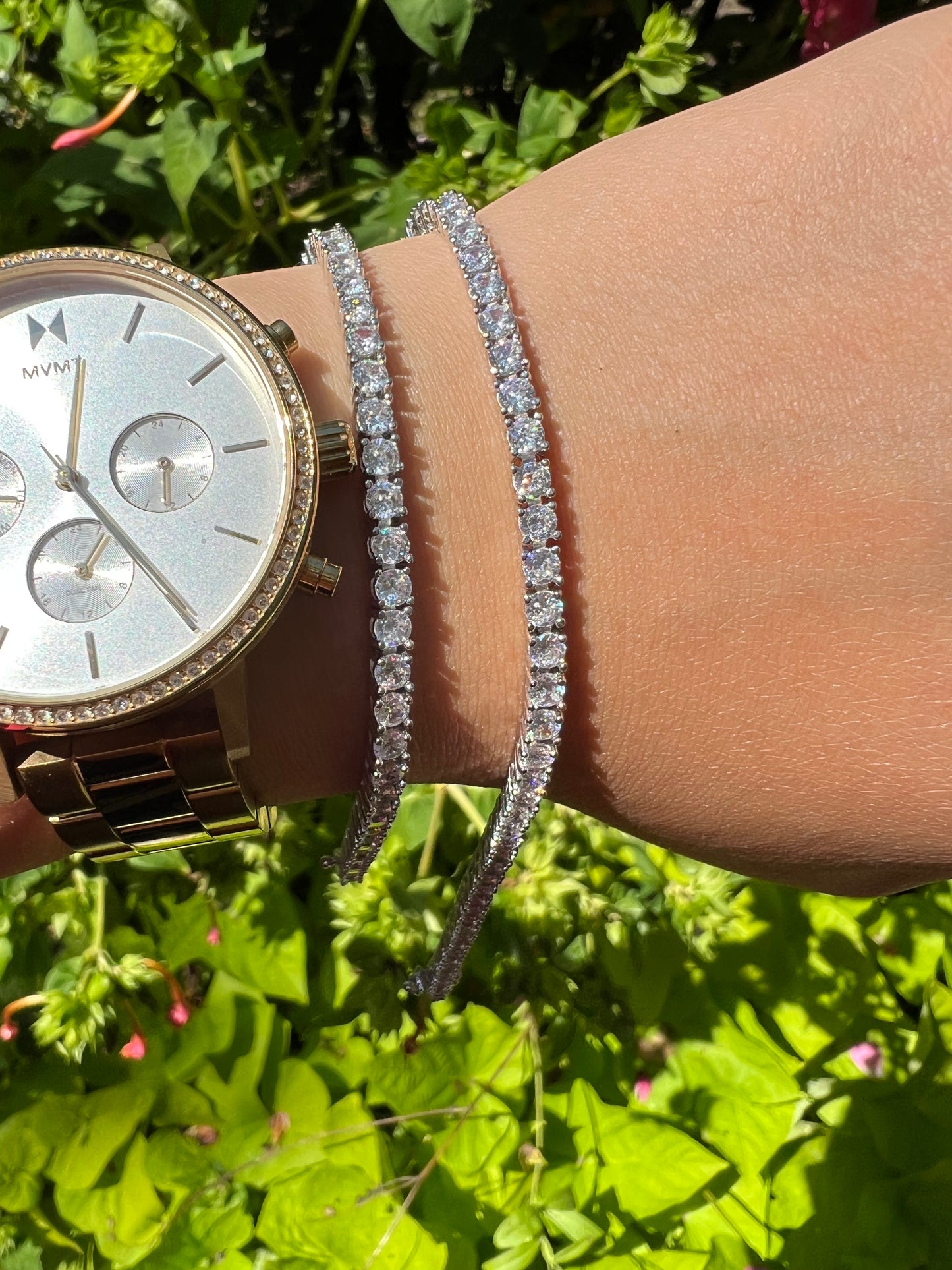 Sterling Silver Round Classic Tennis Bracelets