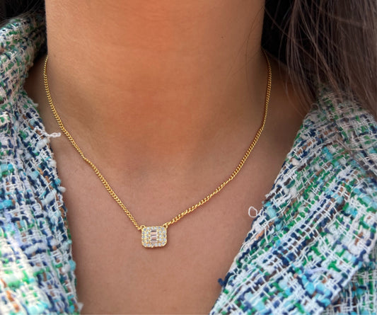 Emerald Elongated Cluster Cuban Necklace
