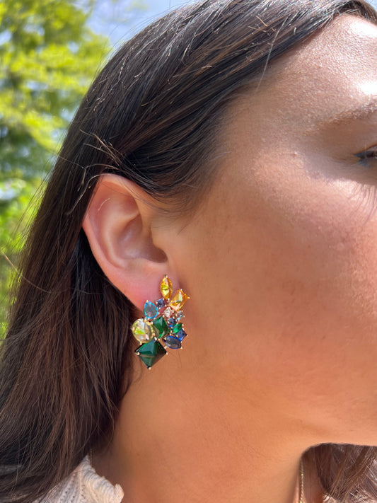 Yellow X Green Stud Earrings