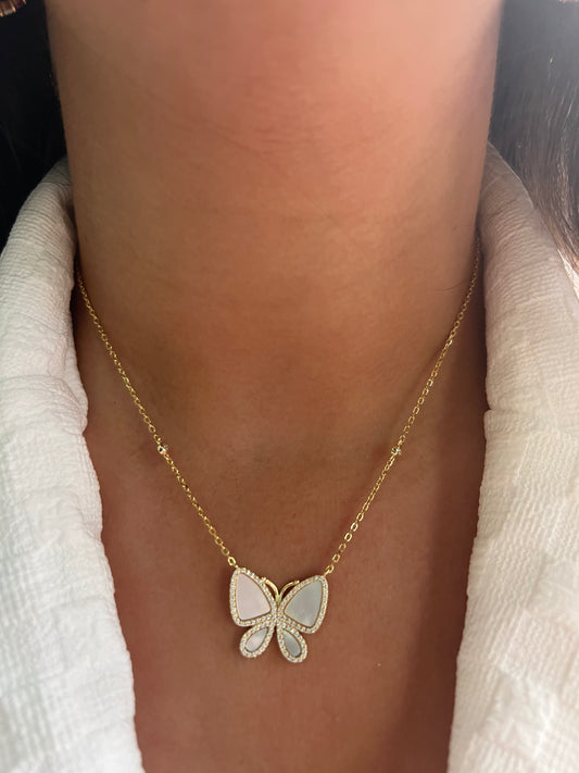 Butterfly & CZ Necklace