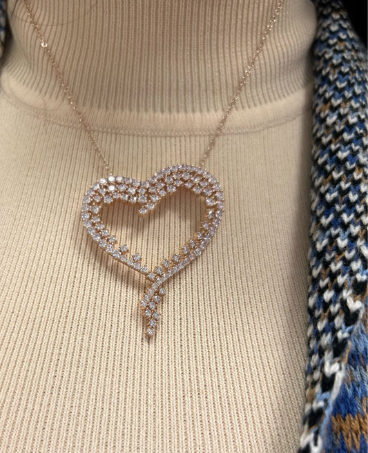 Open Heart Full CZ Rose Gold Pendant
