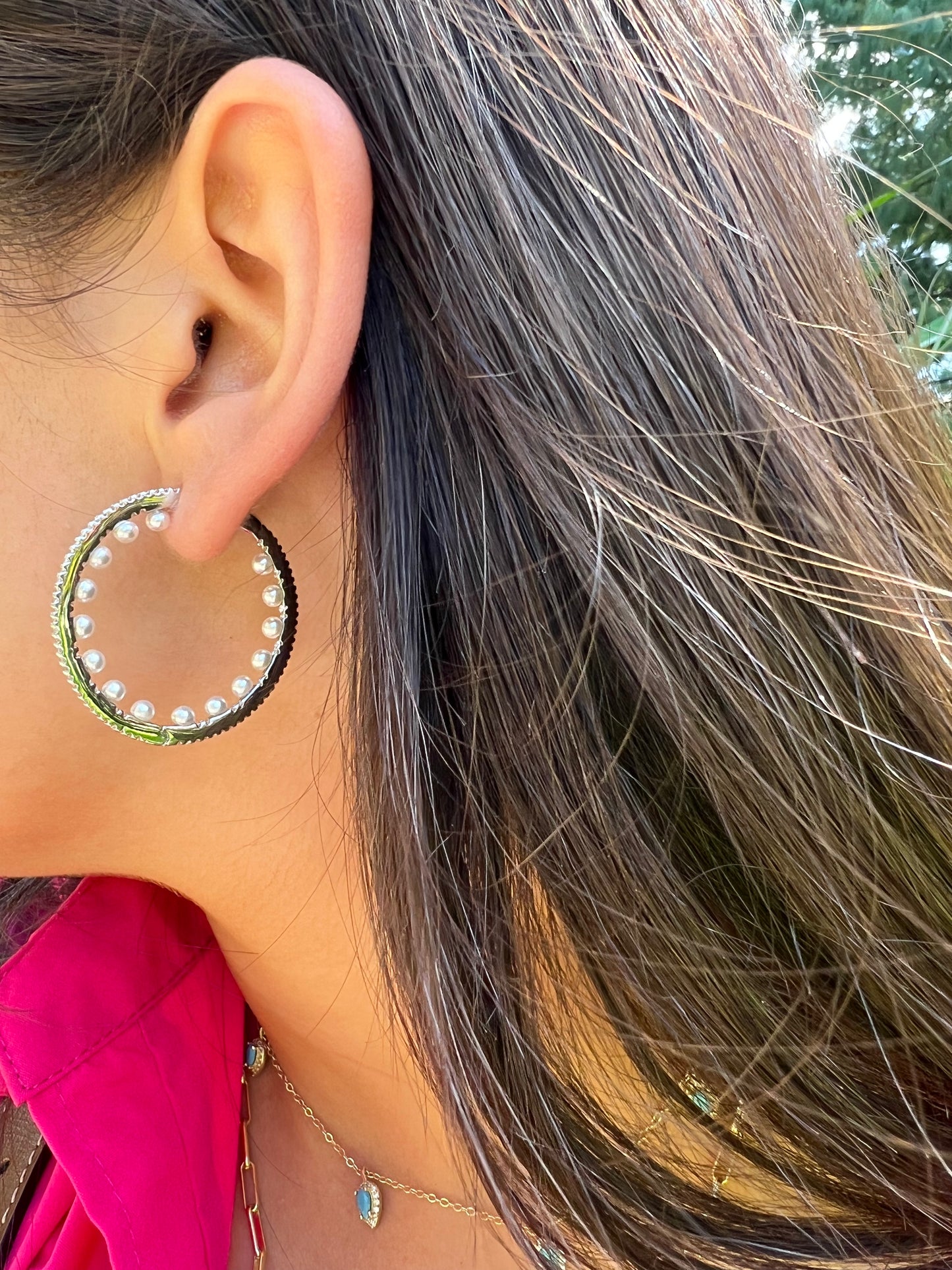 Pearl X CZ Hoop