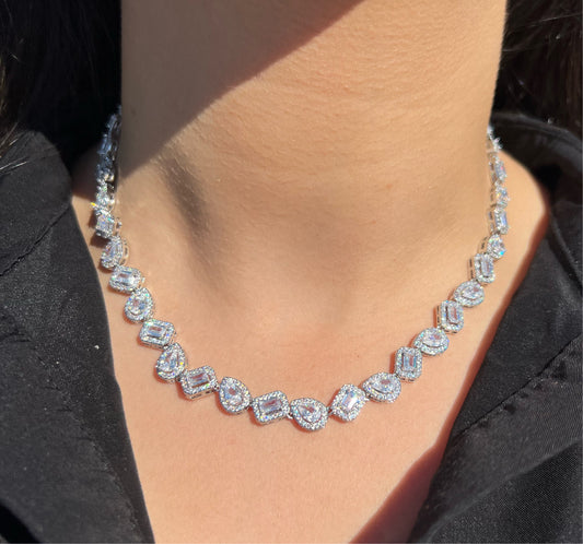 Halo Shaped Tennis Necklace