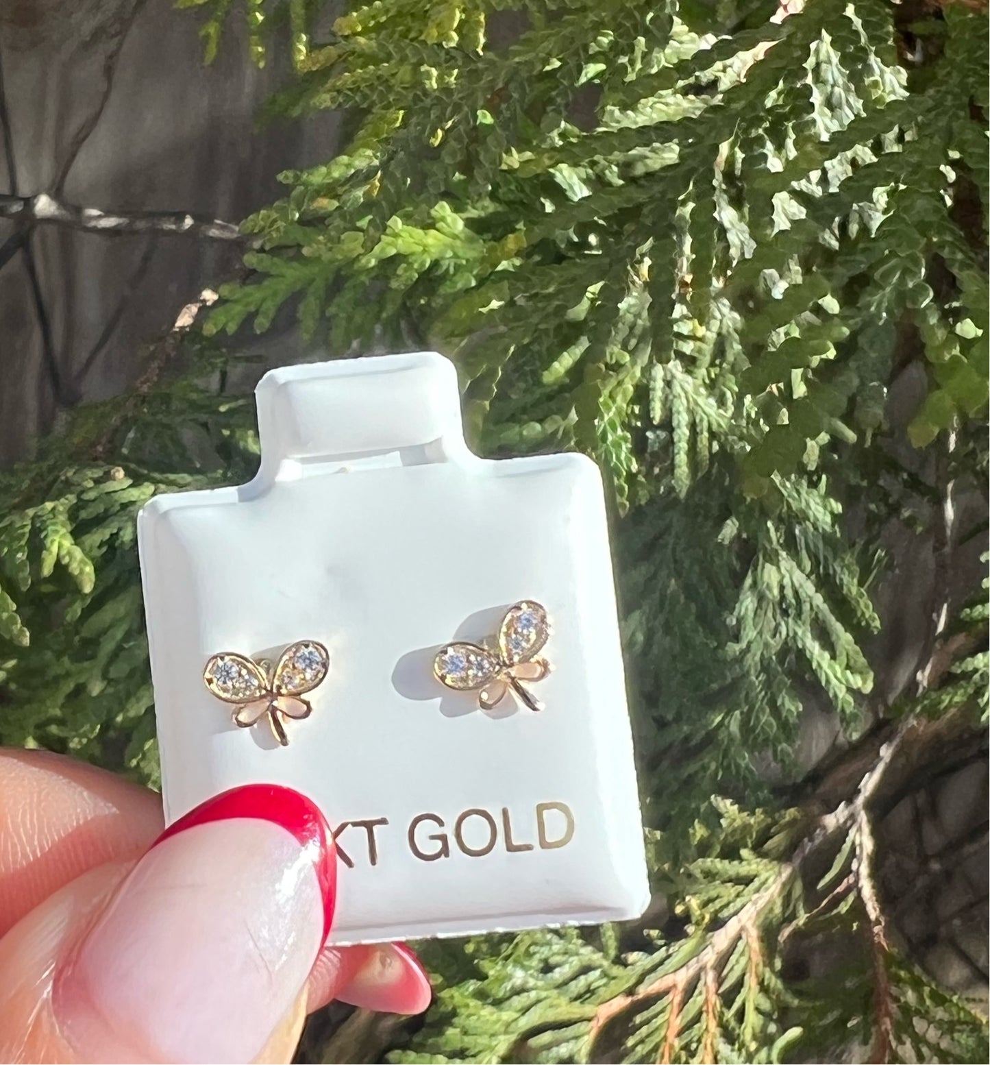 14KT Butterfly X CZ Earrings