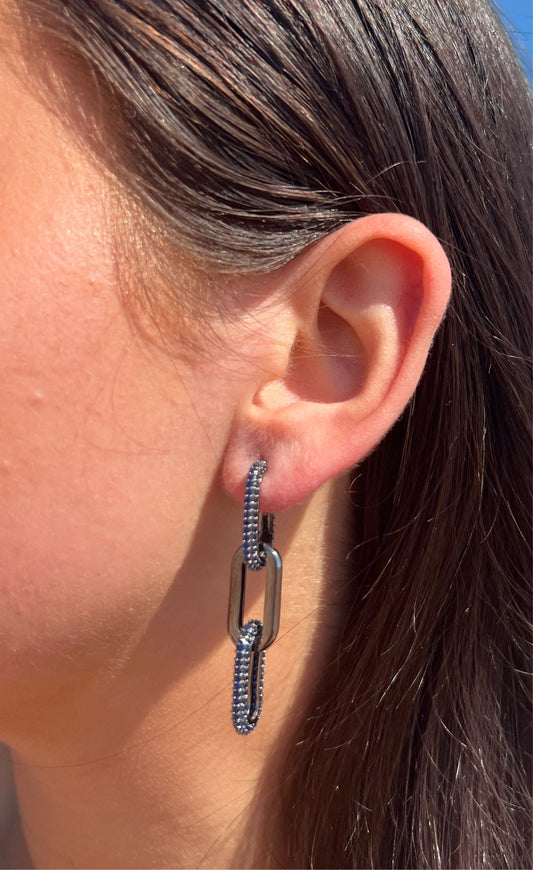 Blue Sapphire X Black Rhodium Earrings