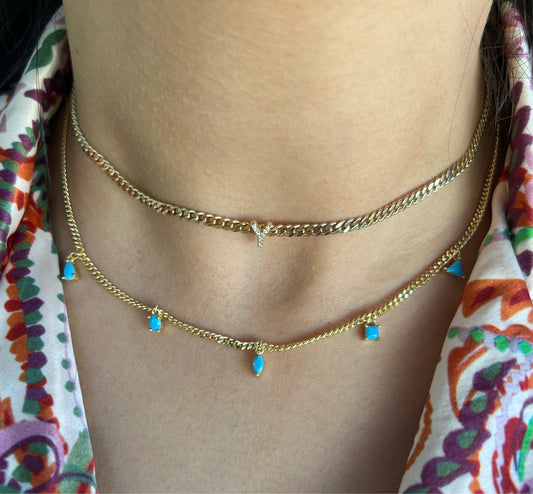 Gold X Turquoise Necklace
