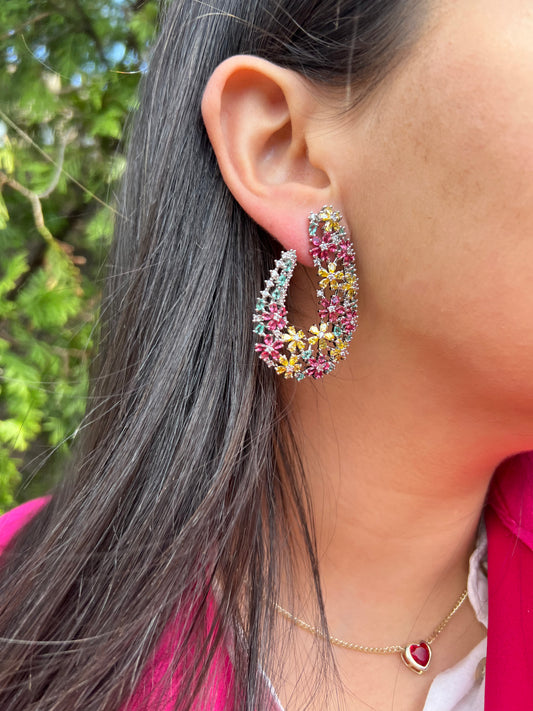 Floral hanging Loop Earrings