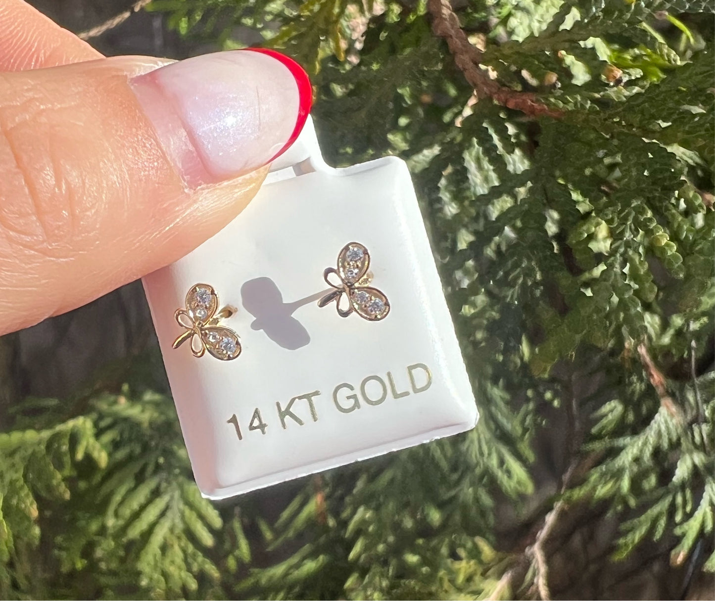 14KT Butterfly X CZ Earrings